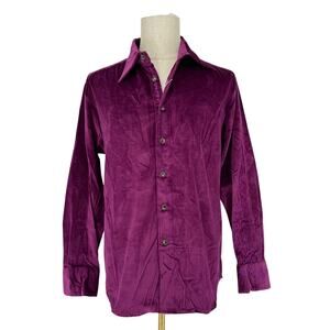 Robert Graham Button Front Long Sleeve Shirt Collector's Piece Purple Velvet L